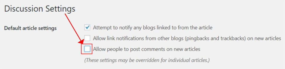 How to disable comments in admin settings