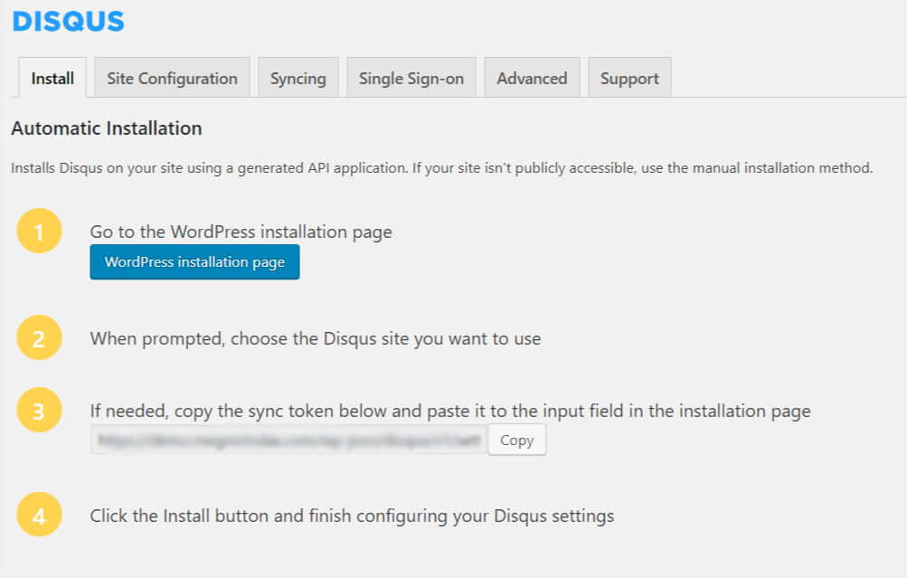 Disqus automatic installation