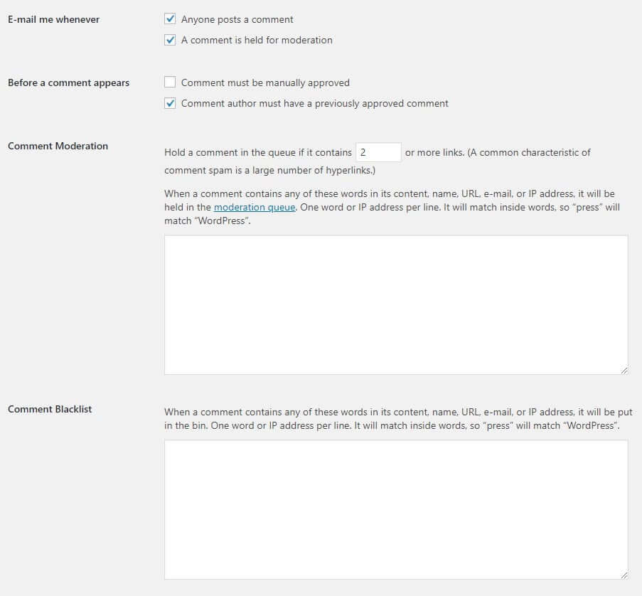 Wordpress comment moderation