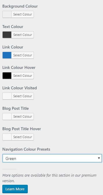 GeneratePress colour options