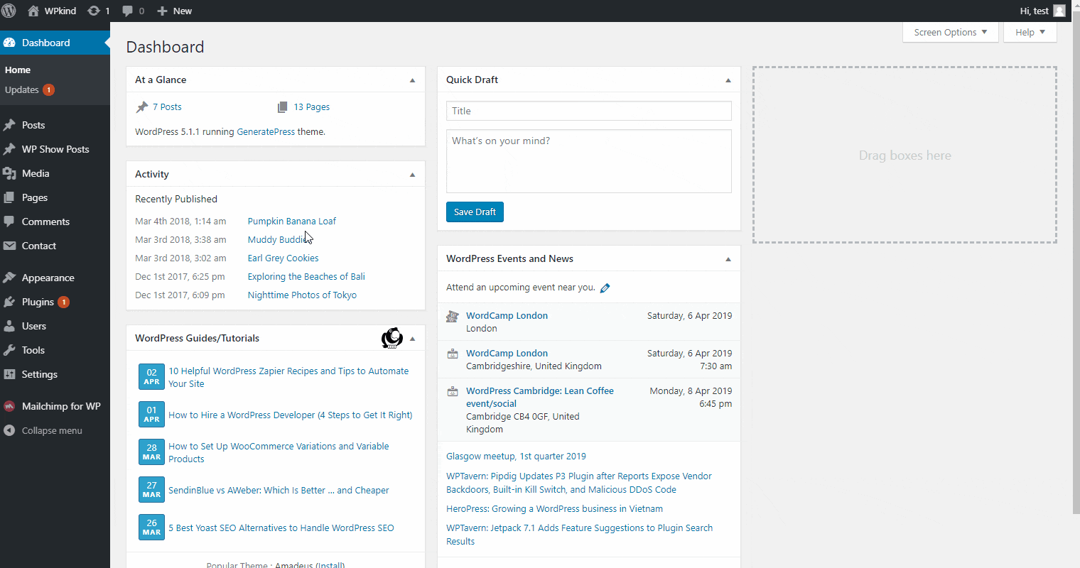 Adding items to the WordPress menu