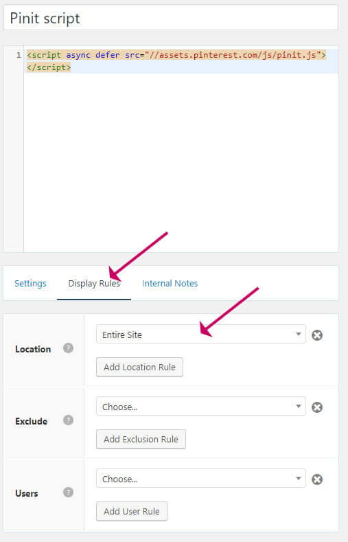 GeneratePress Hook Display Settings