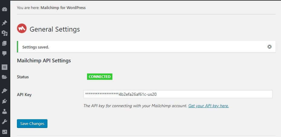Mailchimp for WordPress - Connected
