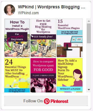 Pinterest board gallery widget in WordPress