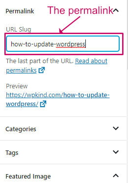 How to update the WordPress permalink