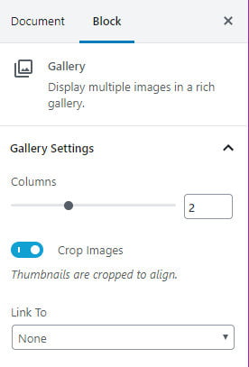 Image gallery settings