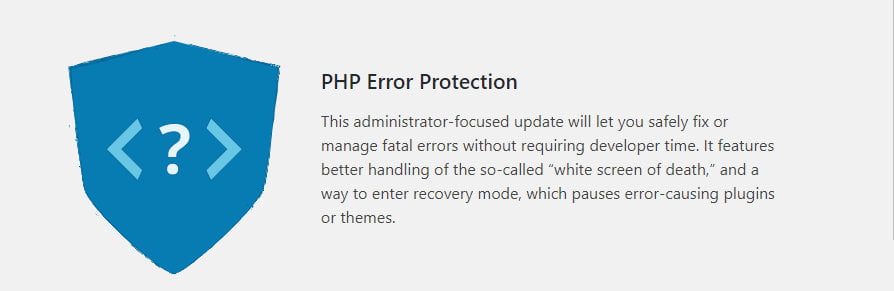 WordPress 5.2 PHP error protection