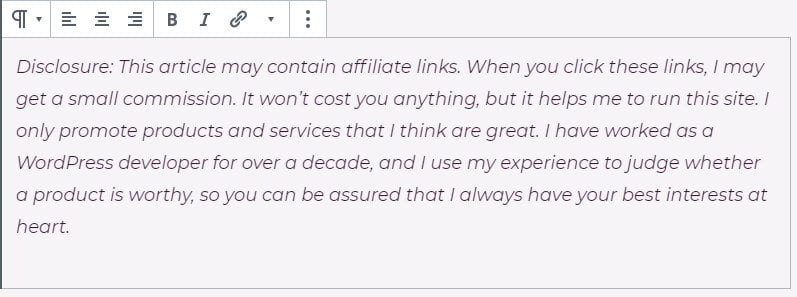 WordPress Paragraph Block