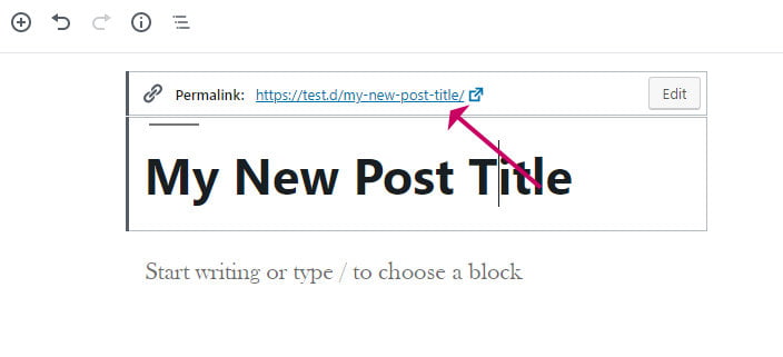 Wordpress block editor update permalink