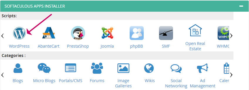 cPanel Softaculous WordPress installer