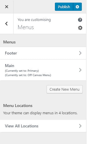 Editing menus in WordPress customiser