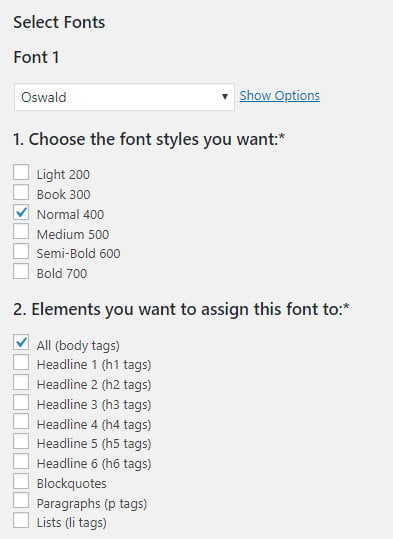 Select Google Font with the WP Google Font Plugin