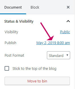 Update the published date in WordPress