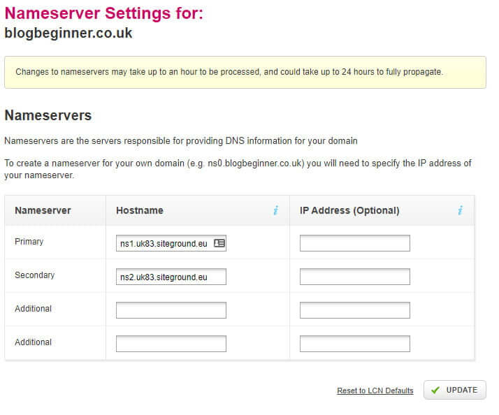 DNS settings