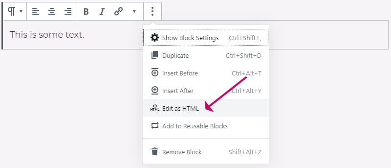 Edit WordPress block as HTML