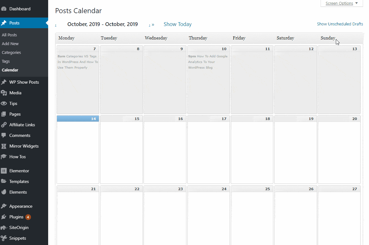 How to schedule a draft post in WordPress Editorial Calendar plugin