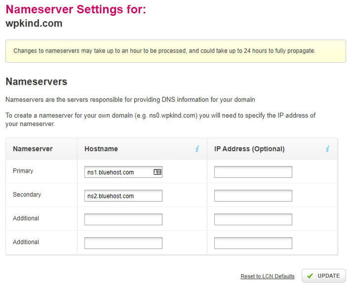 DNS settings