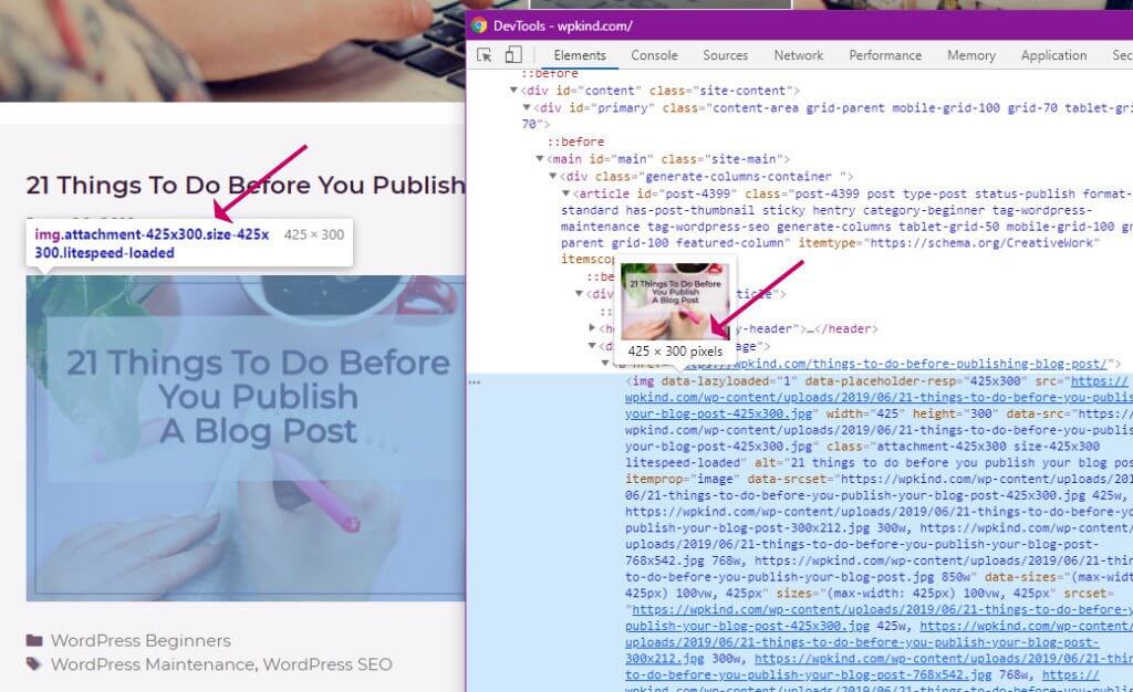 How to find the image size in Chrome