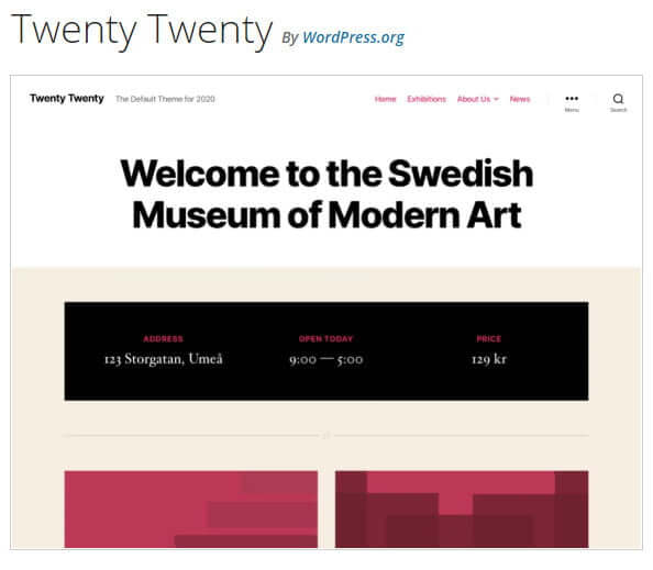 WordPress TwentyTwenty theme