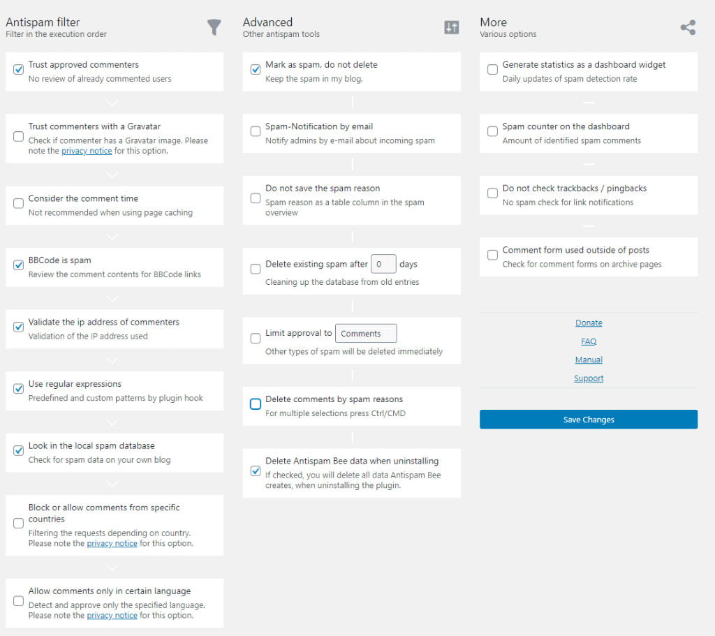 Antispam Bee Settings