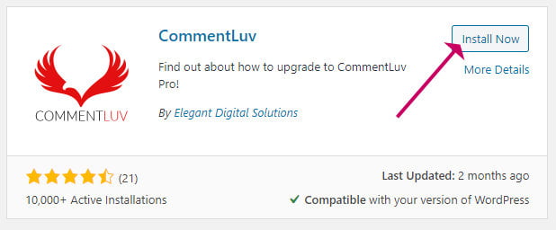 Install CommentLuv plugin