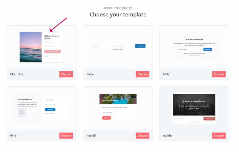 Choose a ConvertKit form template