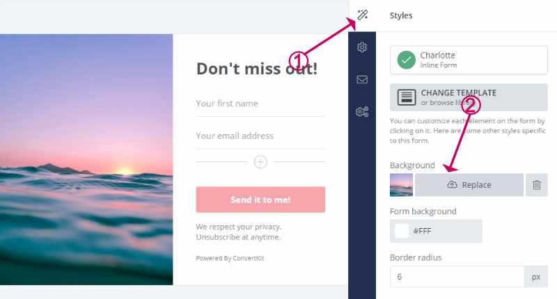 Change the image on a ConvertKit form
