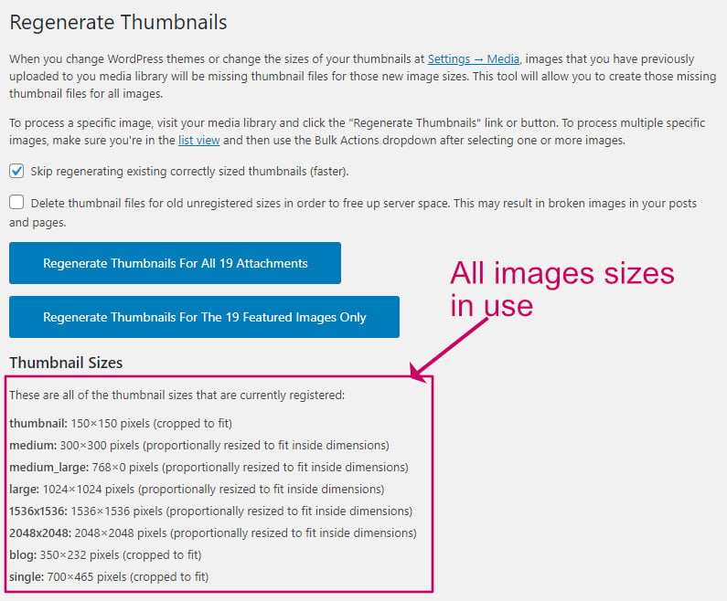 How to find the dimensions of WordPress featured image sizes