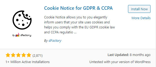 Cookie notice for GDPR and CCPA plugin by dFactory