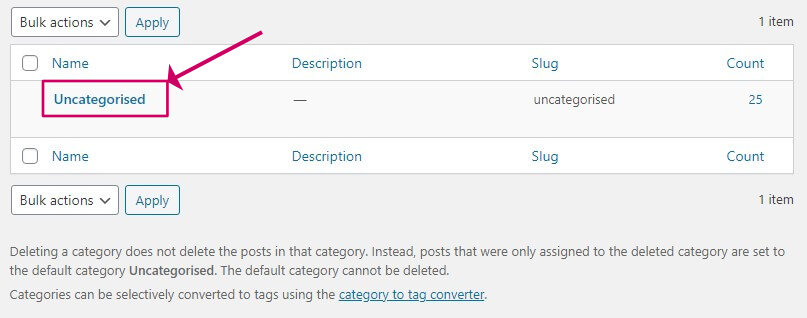 wordpress uncategorized category