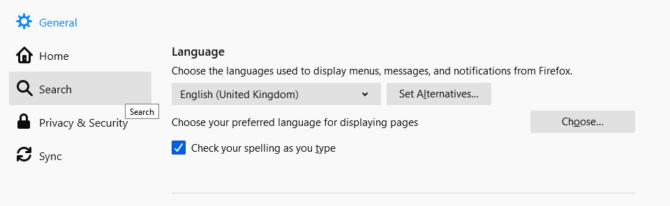Firefox spell checking options