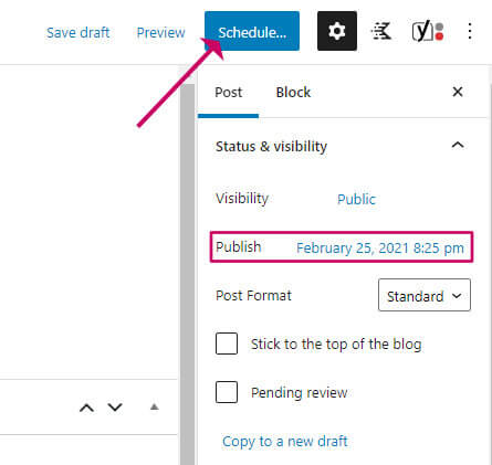 Schedule a wordpress blog post