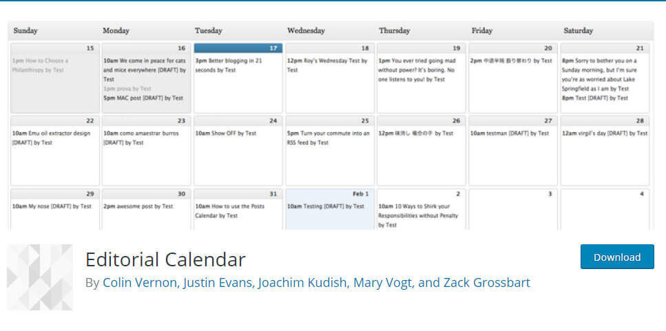 WordPress editorial calendar