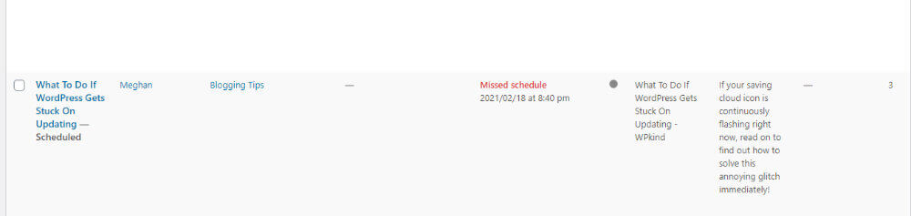 WordPress missed schedule