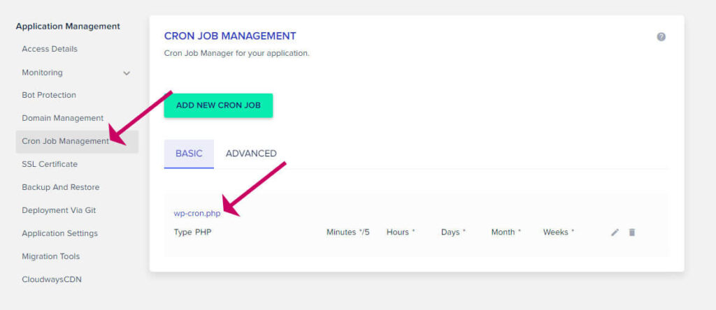 cloudways cron settings