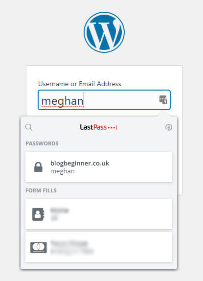 login form with lastpass enabled
