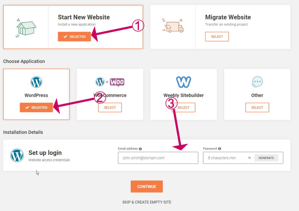 setup wordpress login