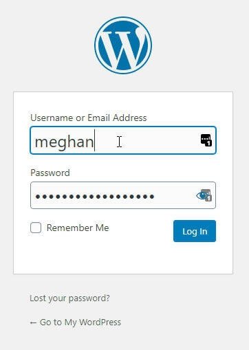 wordpress dashboard login