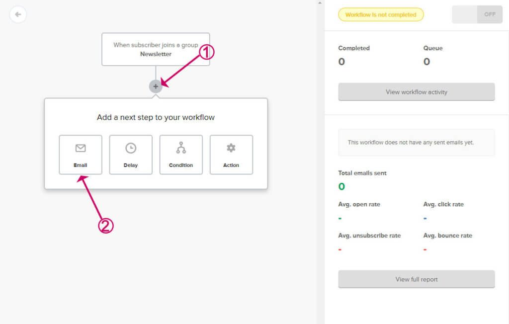 add an email to the mailerlite flow