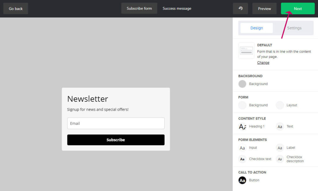 design your mailerlite form